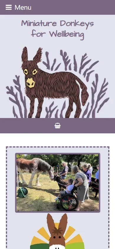 The social enterprise website for Miniature Donkeys for Wellbeing shown on a phone